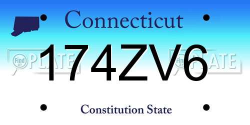 174ZV6 Connecticut License Plate