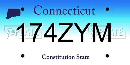 174ZYM Connecticut License Plate