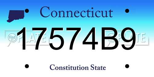 17574B9 Connecticut License Plate