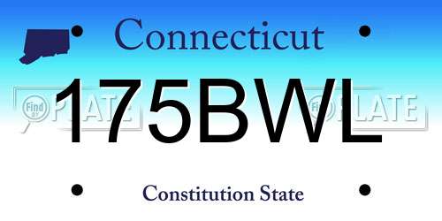 175BWL Connecticut License Plate
