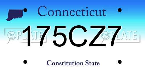 175CZ7 Connecticut License Plate