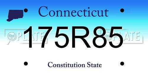 175R85 Connecticut License Plate
