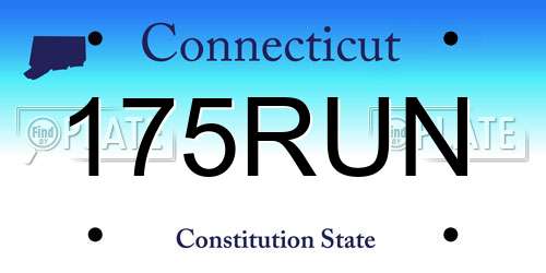175RUN Connecticut License Plate