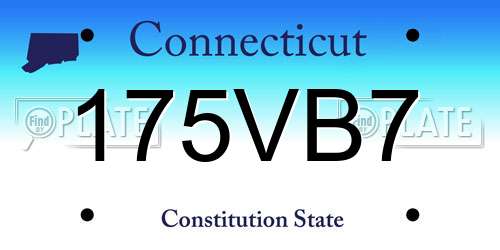 175VB7 Connecticut License Plate