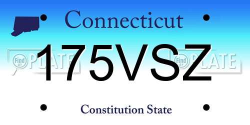 175VSZ Connecticut License Plate