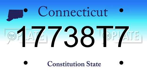 17738T7 Connecticut License Plate