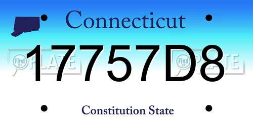 17757D8 Connecticut License Plate