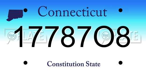17787O8 Connecticut License Plate