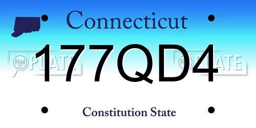 177QD4 Connecticut License Plate
