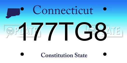 177TG8 Connecticut License Plate