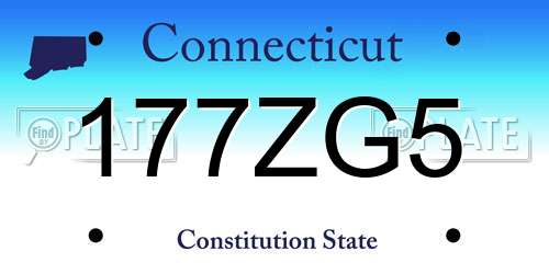 177ZG5 Connecticut License Plate