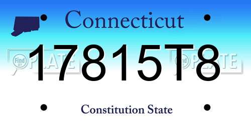 17815T8 Connecticut License Plate