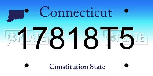 17818T5 Connecticut License Plate