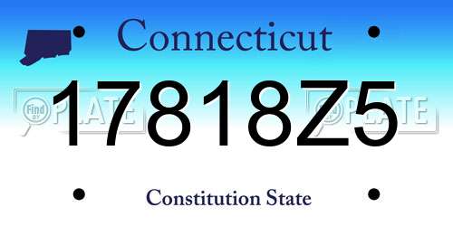 17818Z5 Connecticut License Plate
