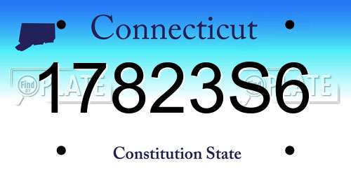 17823S6 Connecticut License Plate