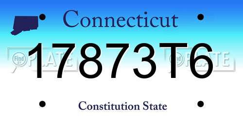 17873T6 Connecticut License Plate