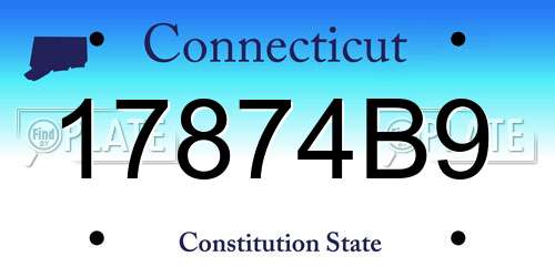 17874B9 Connecticut License Plate