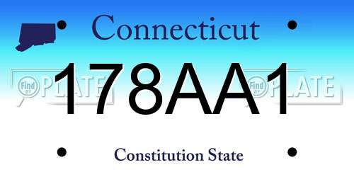 178AA1 Connecticut License Plate
