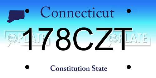 178CZT Connecticut License Plate