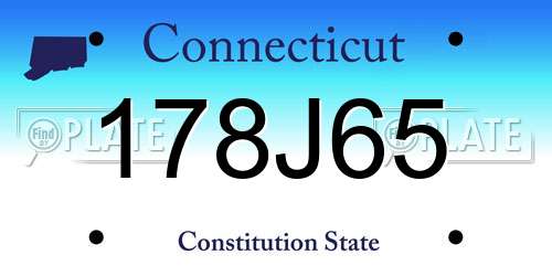178J65 Connecticut License Plate