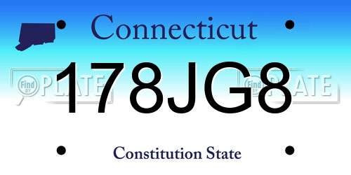 178JG8 Connecticut License Plate