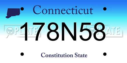 178N58 Connecticut License Plate