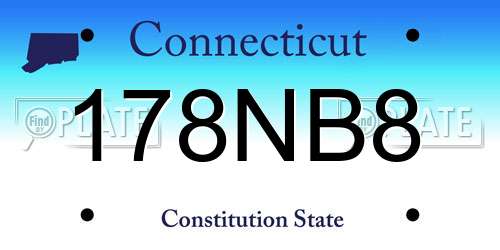 178NB8 Connecticut License Plate