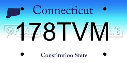 178TVM Connecticut License Plate