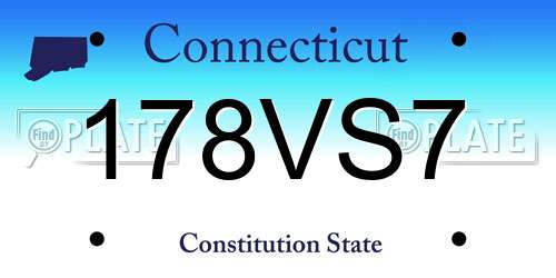 178VS7 Connecticut License Plate
