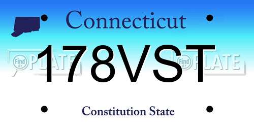 178VST Connecticut License Plate