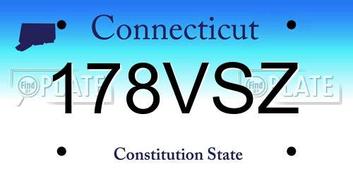 178VSZ Connecticut License Plate