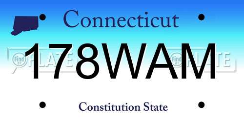 178WAM Connecticut License Plate