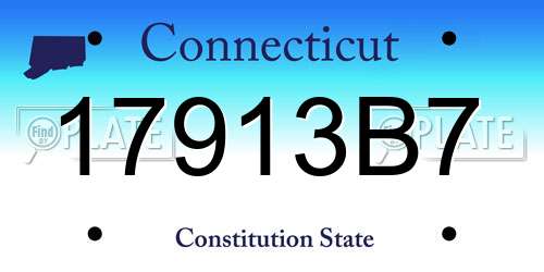 17913B7 Connecticut License Plate
