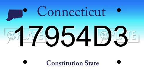 17954D3 Connecticut License Plate
