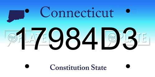 17984D3 Connecticut License Plate