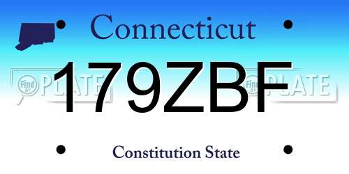 179ZBF Connecticut License Plate