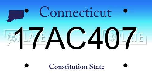 17AC407 Connecticut License Plate
