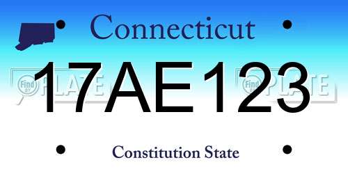 17AE123 Connecticut License Plate