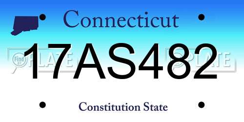 17AS482 Connecticut License Plate