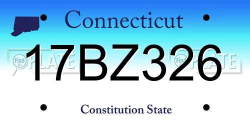 17BZ326 Connecticut License Plate