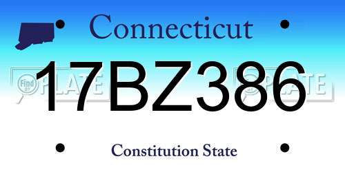 17BZ386 Connecticut License Plate