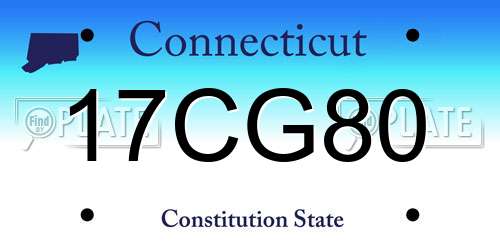 17CG80 Connecticut License Plate