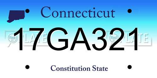 17GA321 Connecticut License Plate