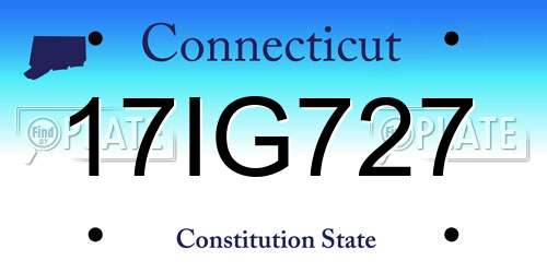 17IG727 Connecticut License Plate