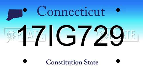 17IG729 Connecticut License Plate