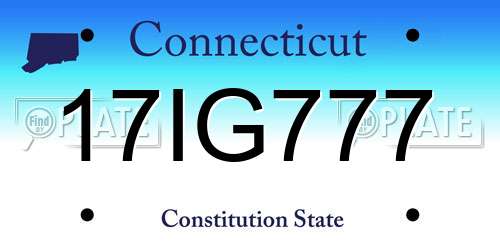 17IG777 Connecticut License Plate