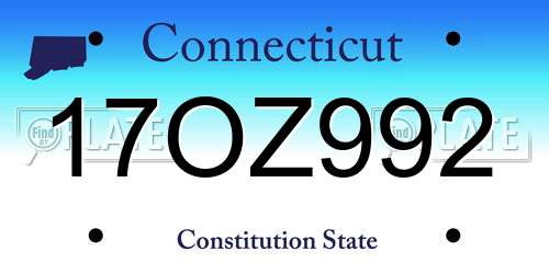 17OZ992 Connecticut License Plate