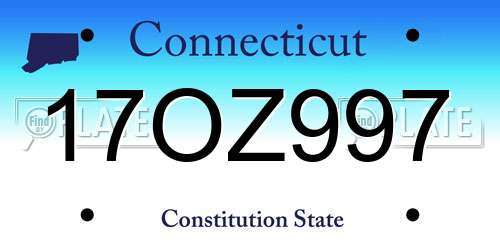 17OZ997 Connecticut License Plate