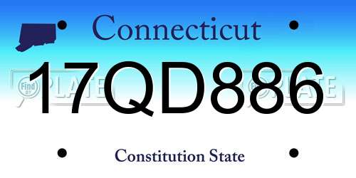 17QD886 Connecticut License Plate