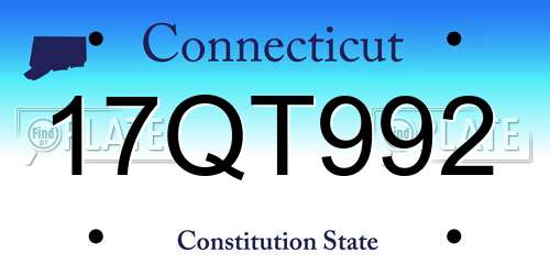 17QT992 Connecticut License Plate